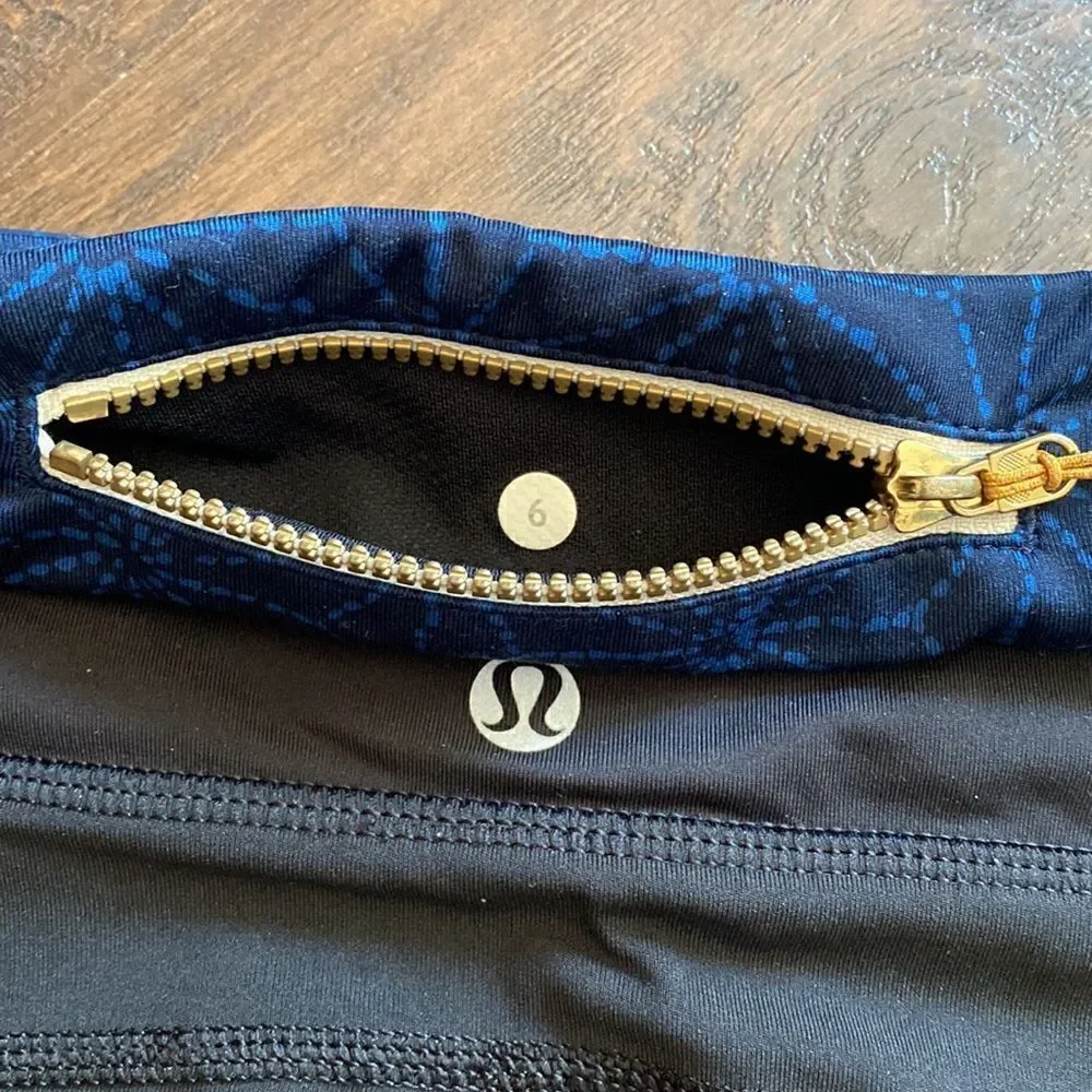 Lululemon Black with Blue accents Leggings - Size 6